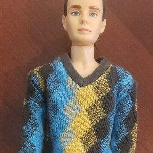BEST DEAL, Clothes include!!! 1961 flocked hair Ken, Brunette with clothing LOT